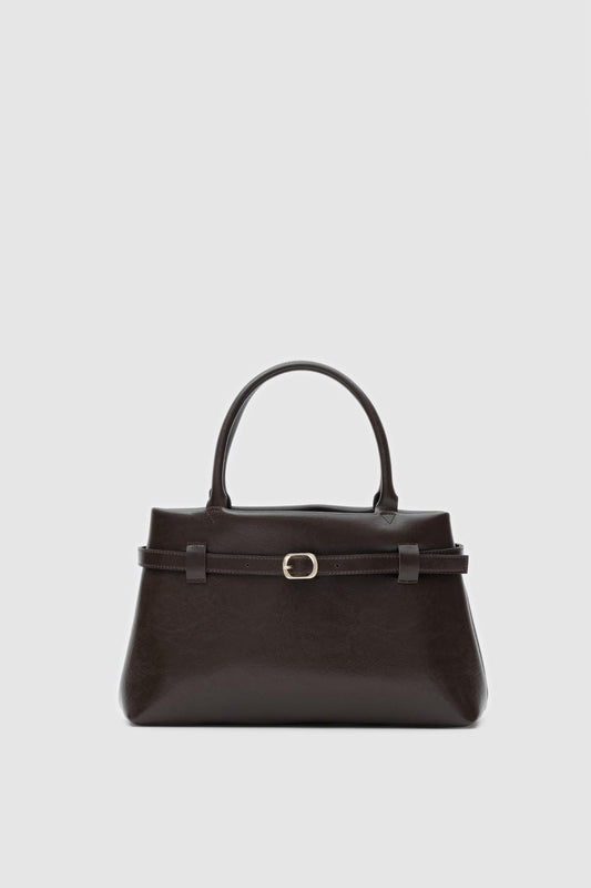Amor Buckle Detailed Shoulder Bag Bitter Brown