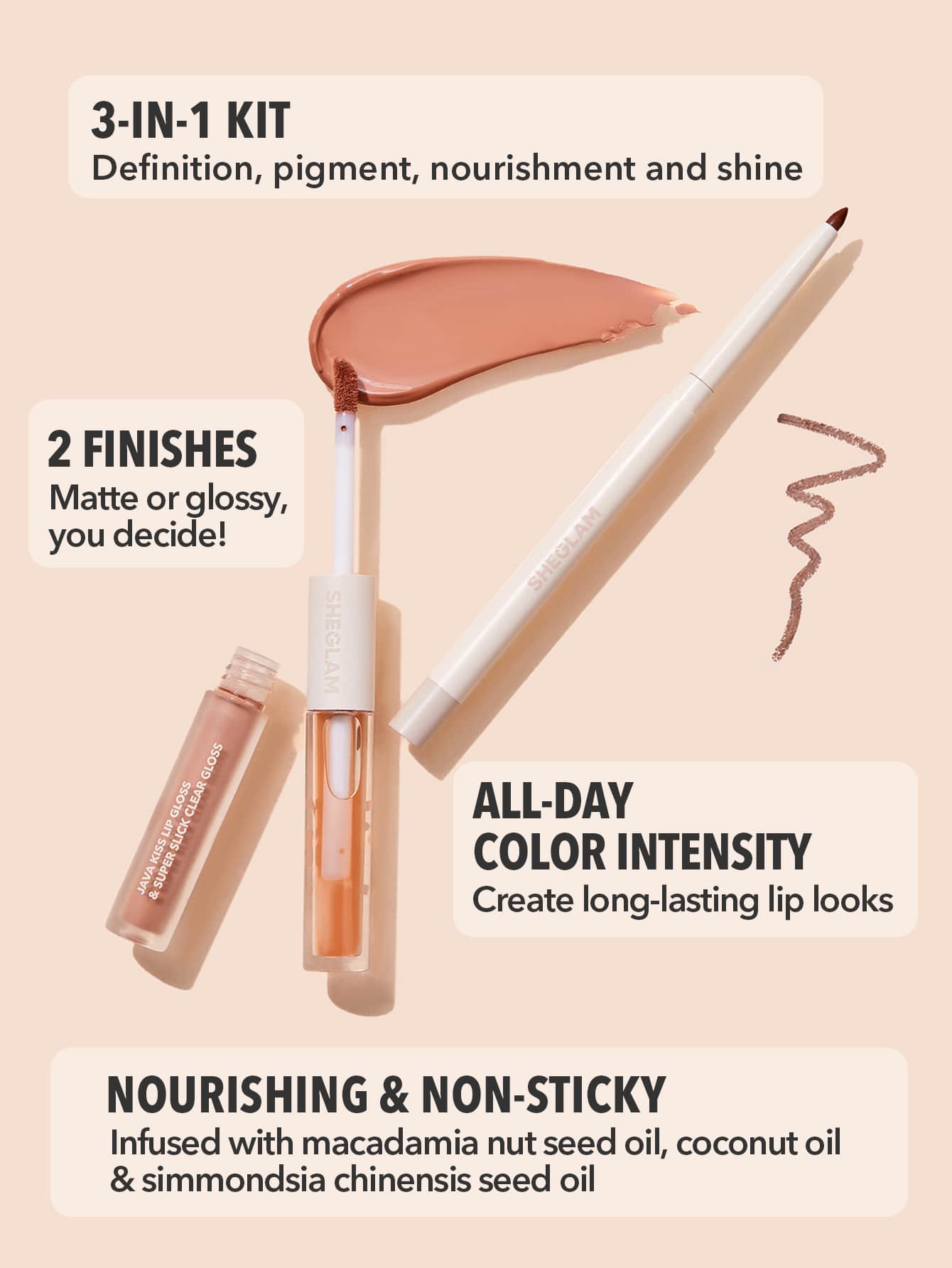 SHEGLAM Soft 90's Lip Liner & Lip Duo Set-Moody Taupe 0.8g