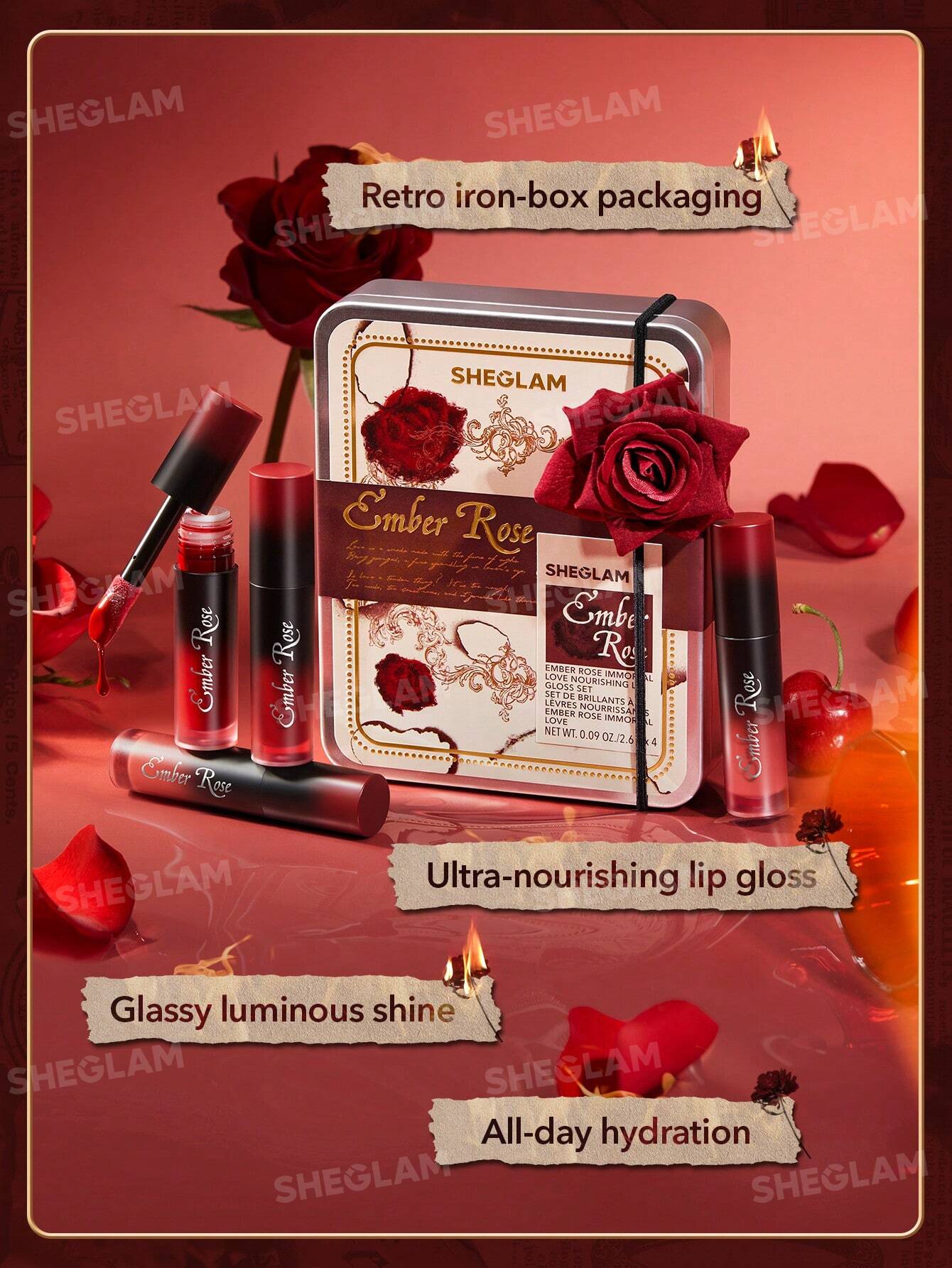 SHEGLAM Ember Rose Immortal Love Nourishing Lip Gloss Set