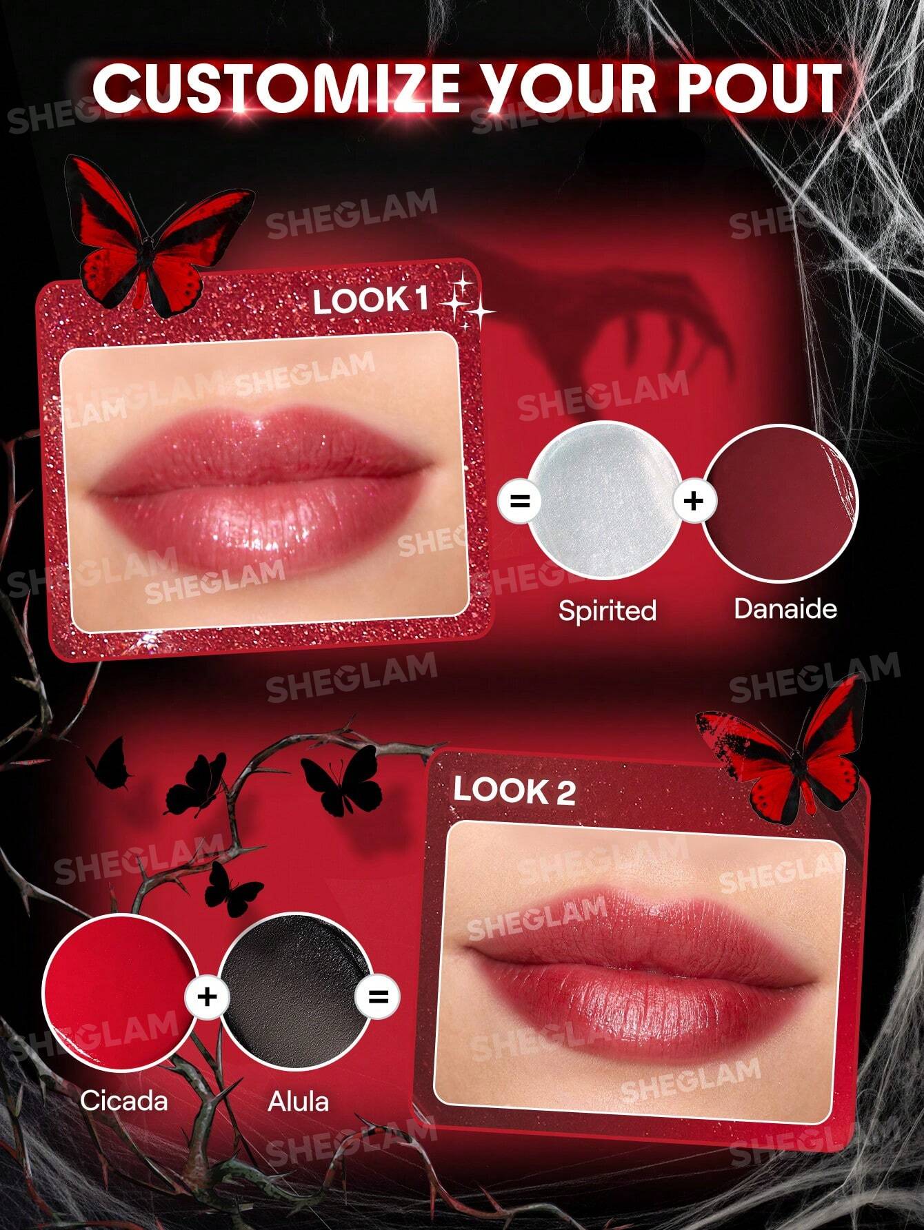 SHEGLAM X Crimson Butterfly Phantom's Kiss Lip Gloss Palette