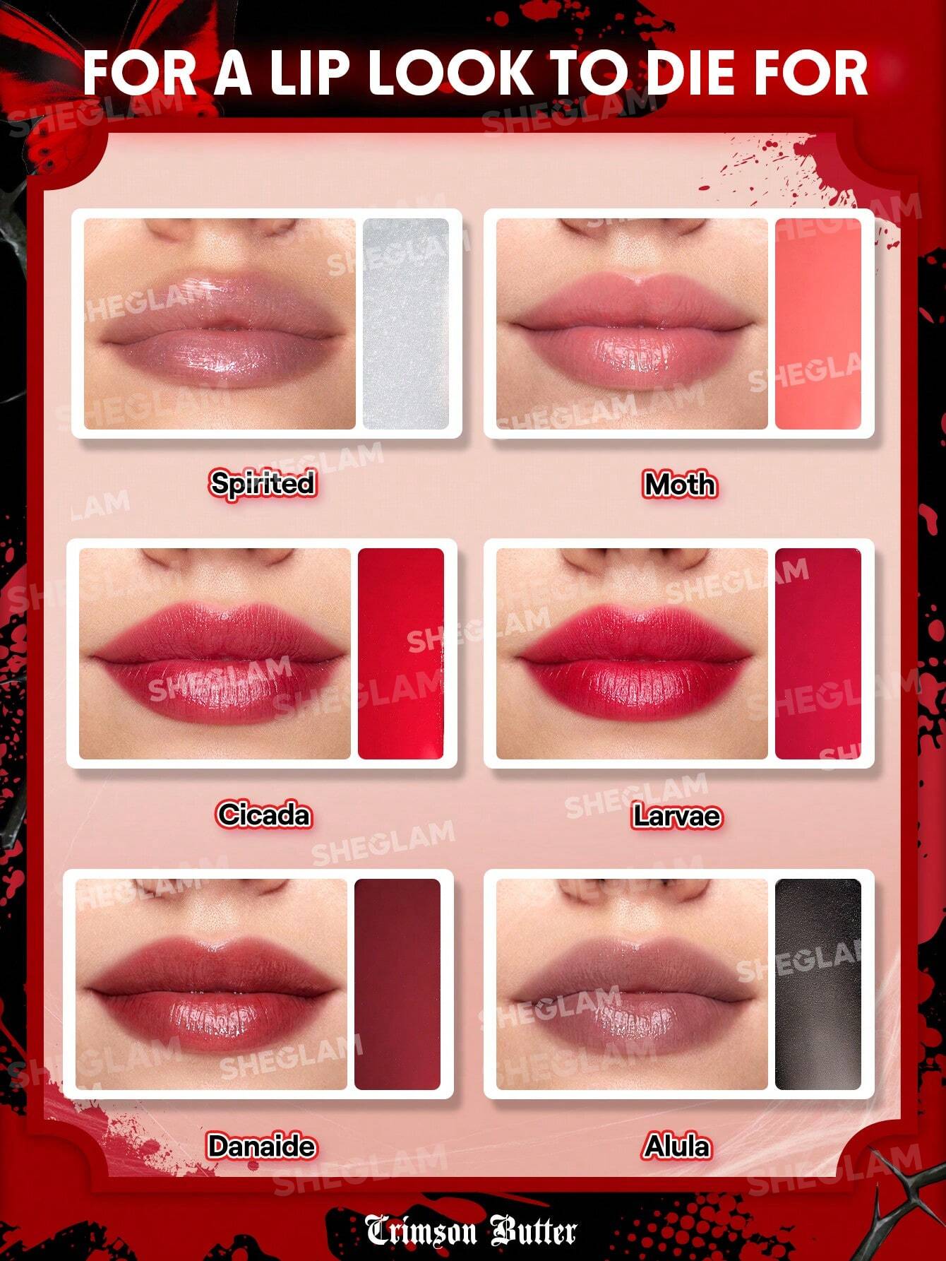 SHEGLAM X Crimson Butterfly Phantom's Kiss Lip Gloss Palette