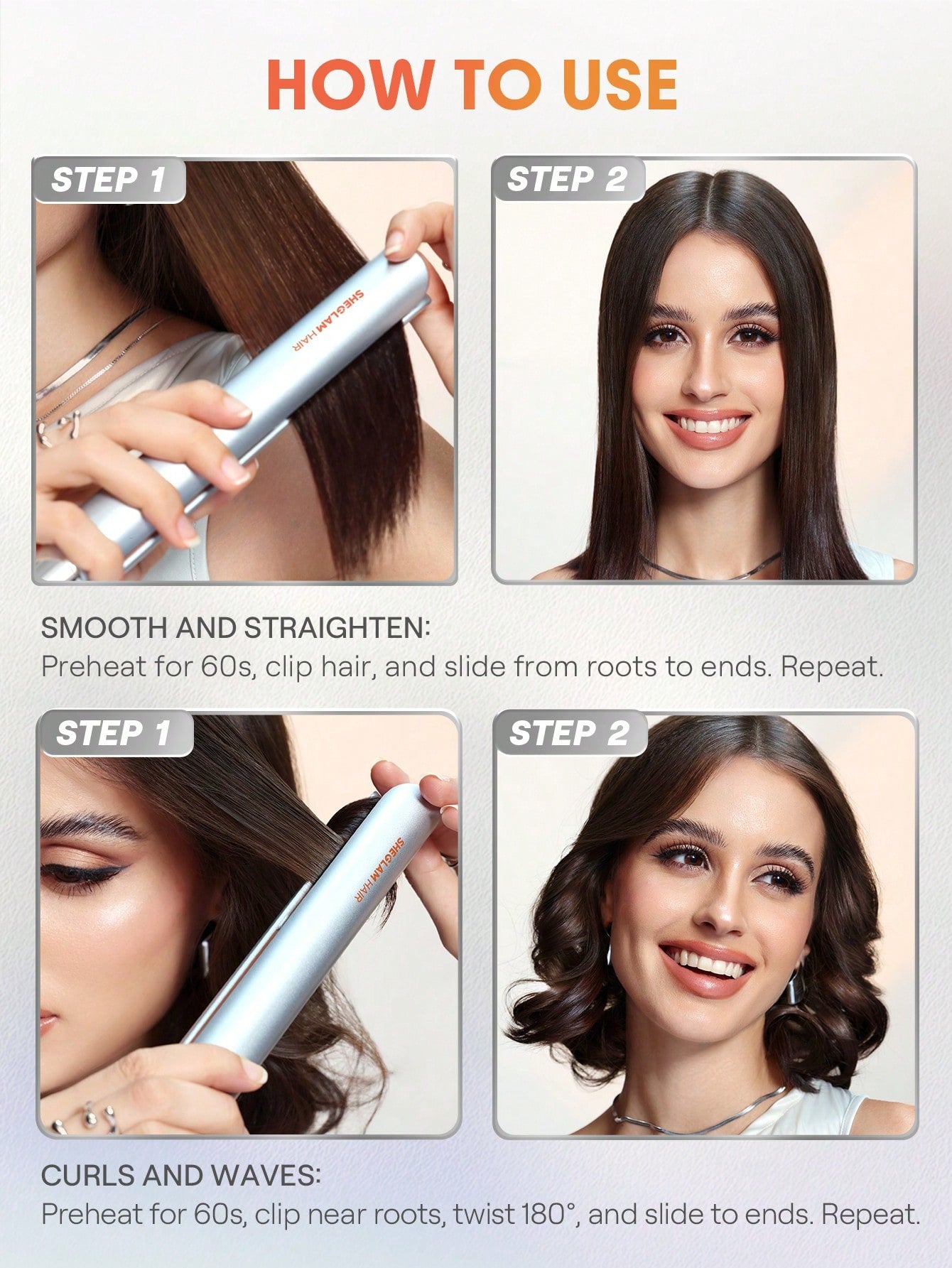 SHEGLAM HAIR Travel Buddy Mini Hair Straightener UK Plug(220-240V)