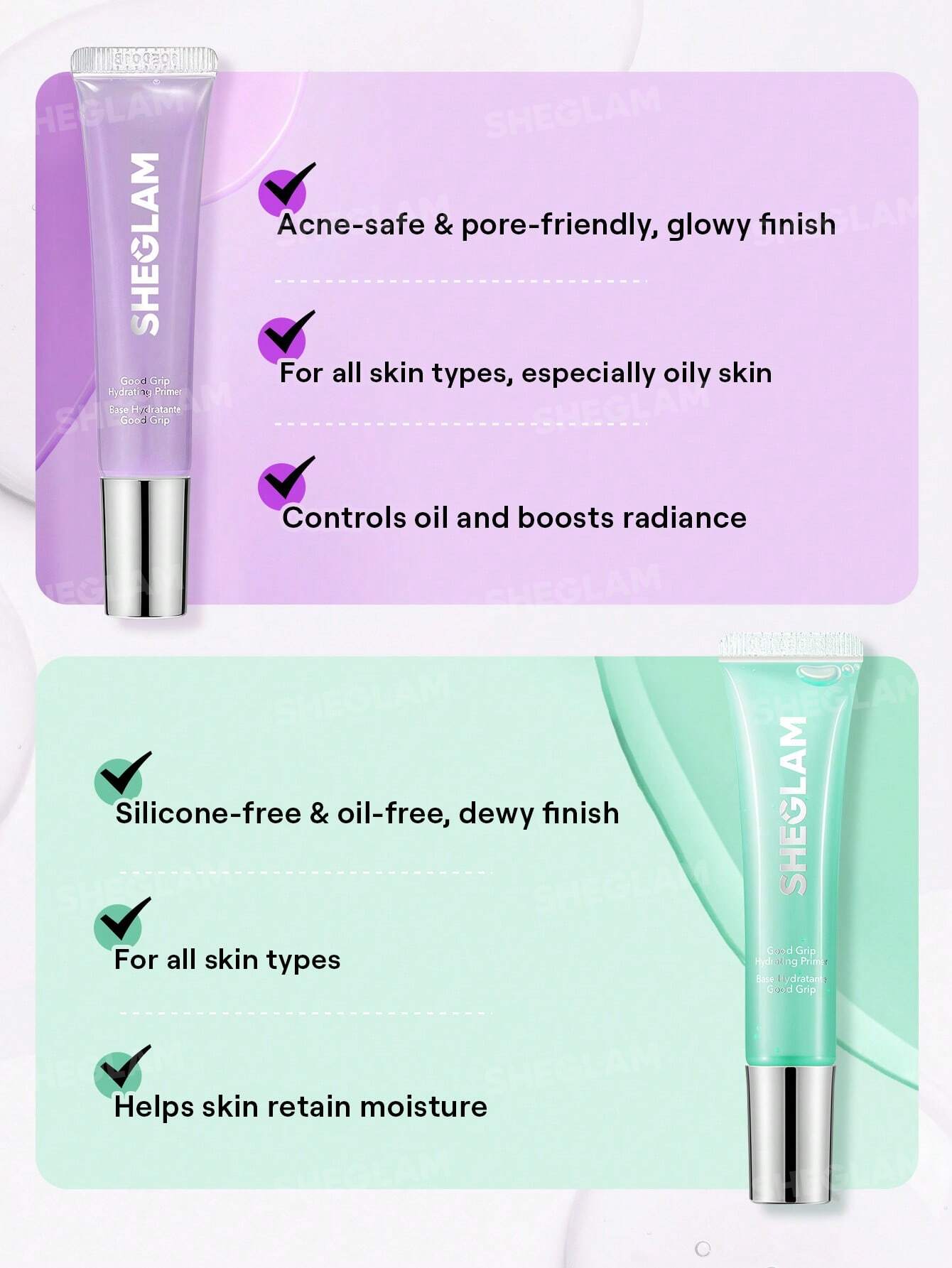SHEGLAM Good Grip Hydrating Primer- Blueberry+AHA - Travel Size 15ml