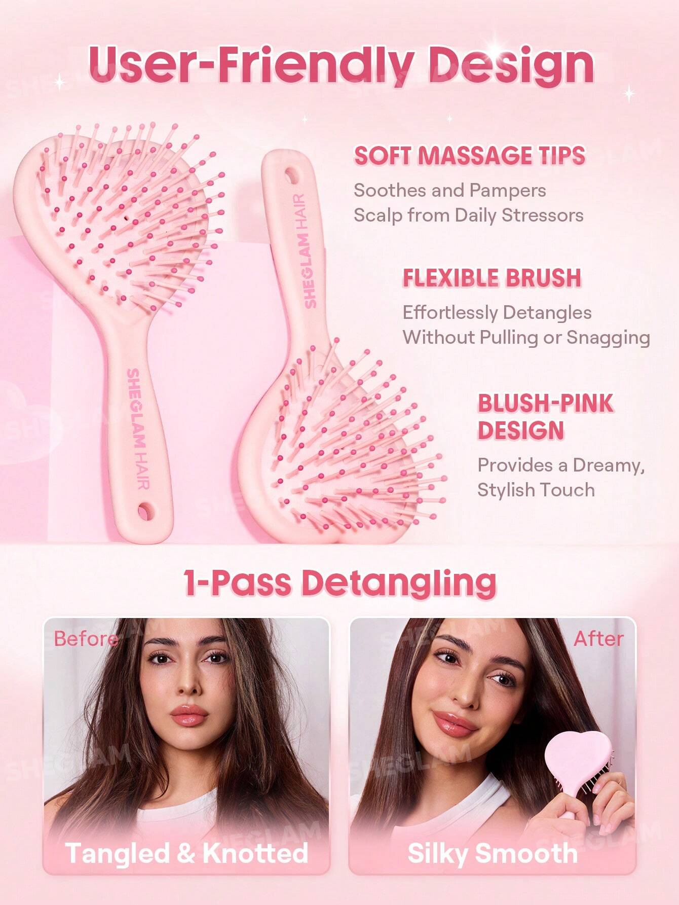 SHEGLAM HAIR Cupid's Charm Sweet Heart Paddle Brush