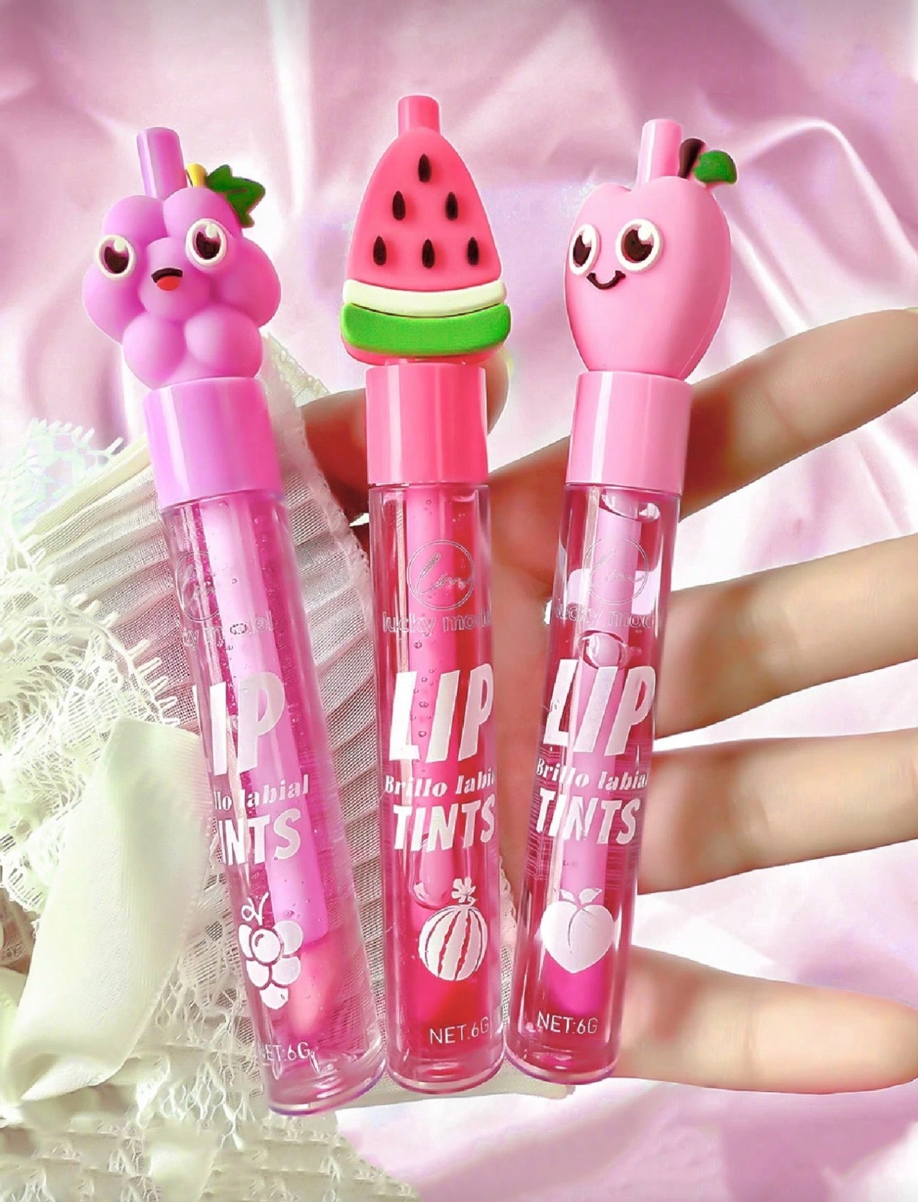 1pc Cartoon Fruit Flavor Lip Gloss 6g