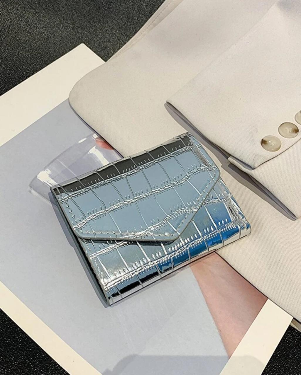 Metallic Crocodile Small Pocket Wallet