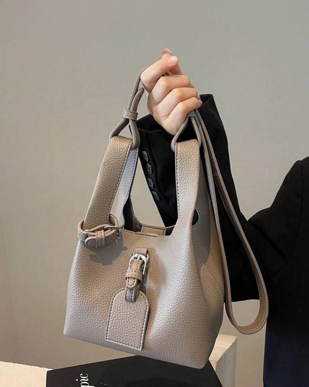 Minimalist Design Leather Shoulder Crossbody Hand-Bucket Bag