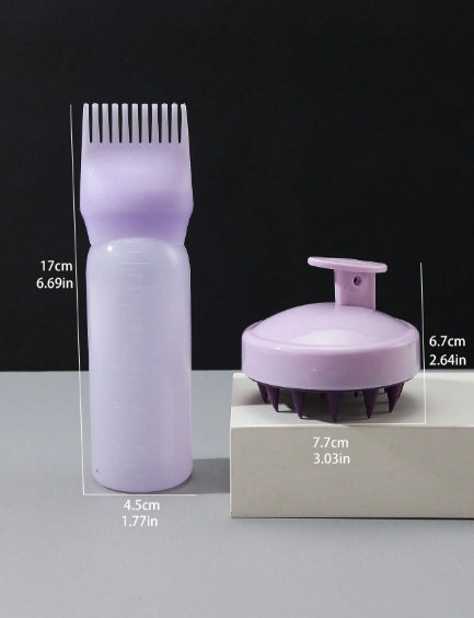 2pcs - Scalp Massager & Hair brush bottle