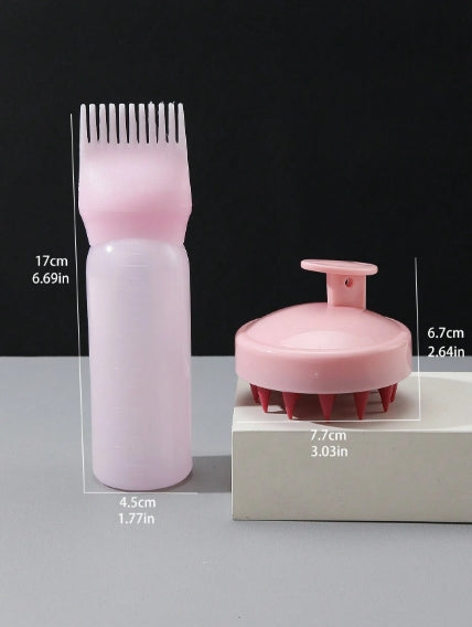 2pcs - Scalp Massager & Hair brush bottle