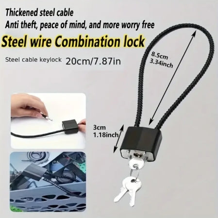 1pc Multi-Purpose Steel Wire Cable Lock 20cm