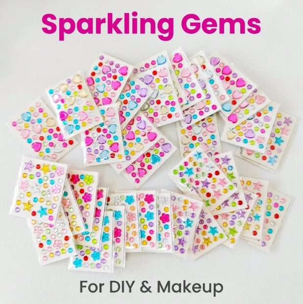Mini Sparkle Rhinestone Sticker Sheets - 1pc