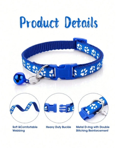 Pink collar set for small dogs and cats with bell