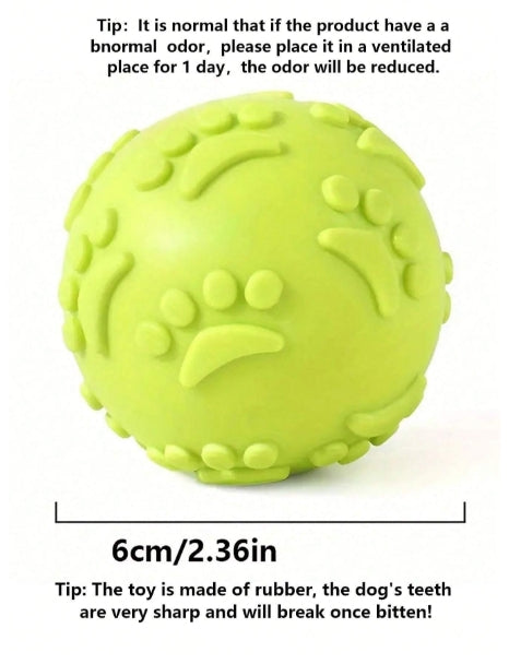 1pc Pink Dog Imprint Latex Chew Ball Toy with Dog Sounds