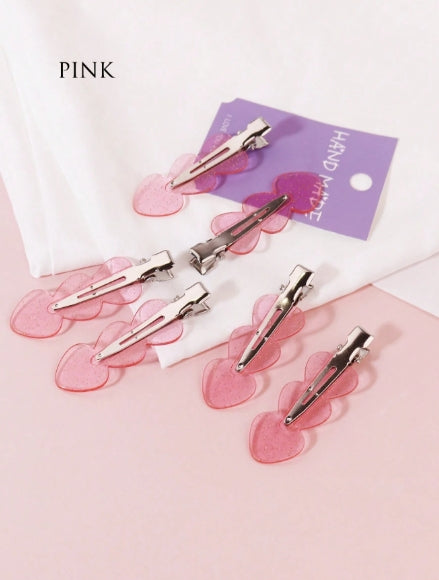 4pcs Seamless Hair Clips Heart Shaped
