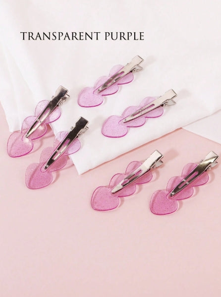 4pcs Seamless Hair Clips Heart Shaped