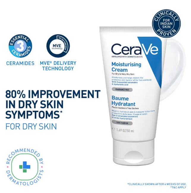 CERAVE Moisturizing Cream for Dry Skin with Hyaluronic Acid 50ml