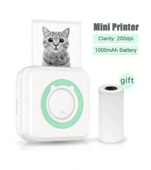 Portable Wireless Mini Printer Inkless with 10 pcs Roll of Adhesive Printing paper