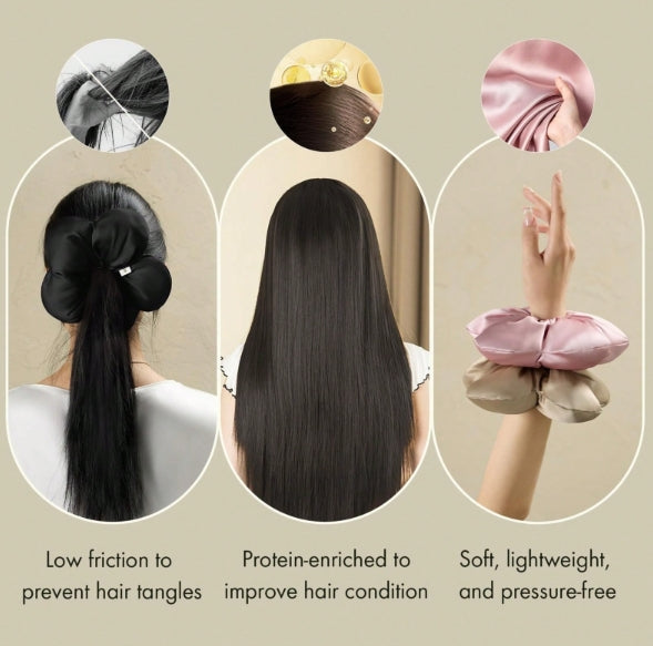Luna Silky 3D Puff Floral Scrunchie