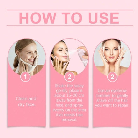 Facial Hair Removal Spray 100ml + 4pcs Eyebrows Razor