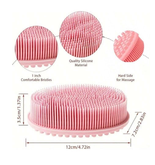 1pc Silicone pink cleaning brush