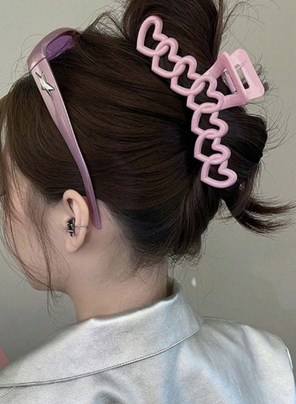 1 PC Ladies Acrylic Heart Shaped Hair Claw Clips