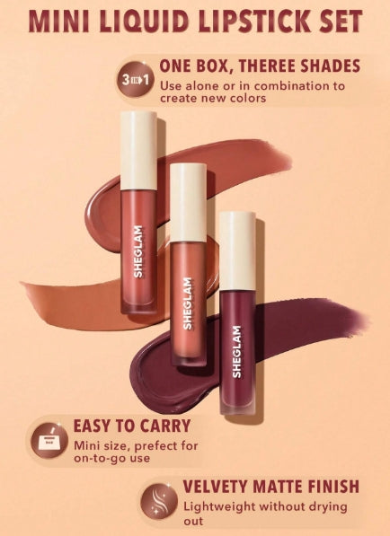 SHEGLAM Matte Allure Mini Liquid Lipstick 3Pcs/Set