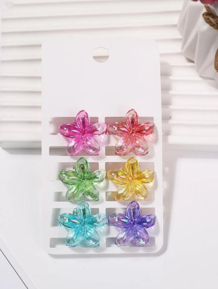 6pcs Colorful Cream Flower Shaped Hair Clips 2.5cm