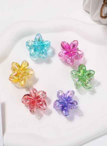 6pcs Colorful Cream Flower Shaped Hair Clips 2.5cm