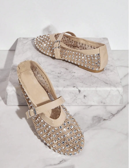 SHUZIA Women Rhinestone Flat - Size US11