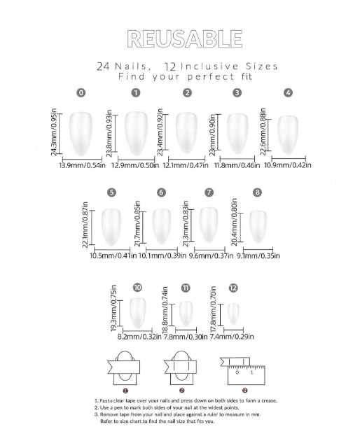 24pcs Medium Nude Press On Nails Set