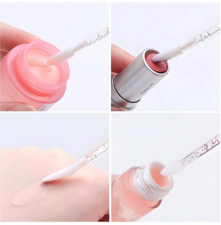 100pcs Crystal Powder Pink Disposable Lip Brushes + Bottle