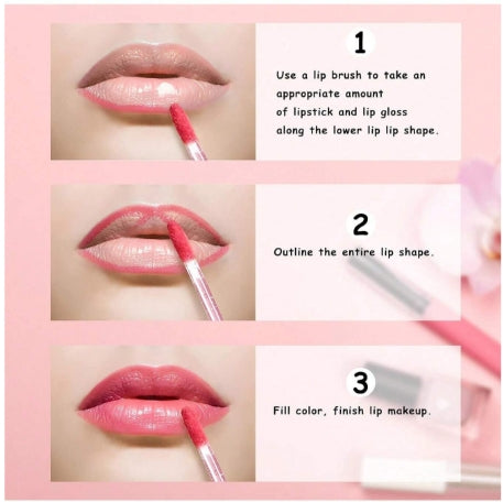 100pcs Crystal Powder Pink Disposable Lip Brushes + Bottle