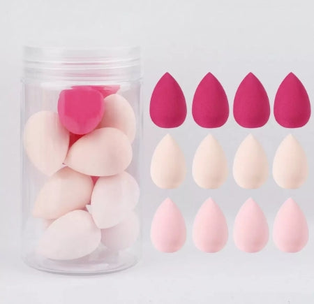 12pcs Clear Jar Packed Mini Makeup Sponge Puff