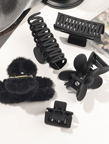 1pc Black Matte Hair Claw