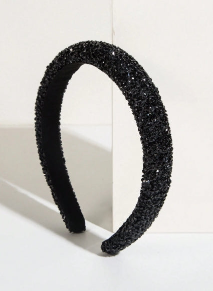 1pc Starry Gem & Faux Pearl Decorated Black Headband