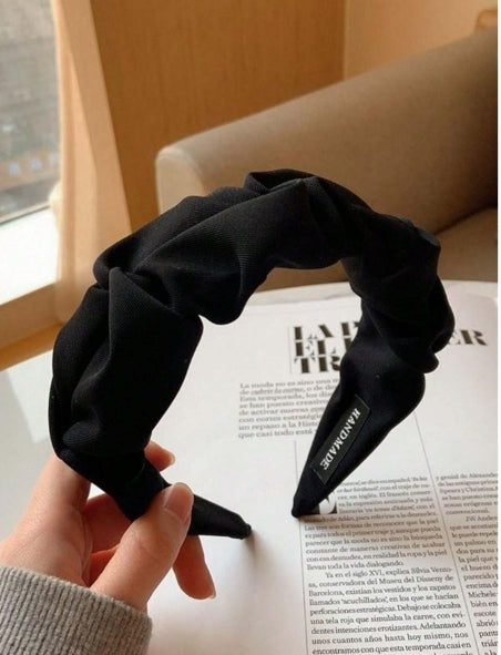 1pc Vintage Korean Style Pleated Wide Headband