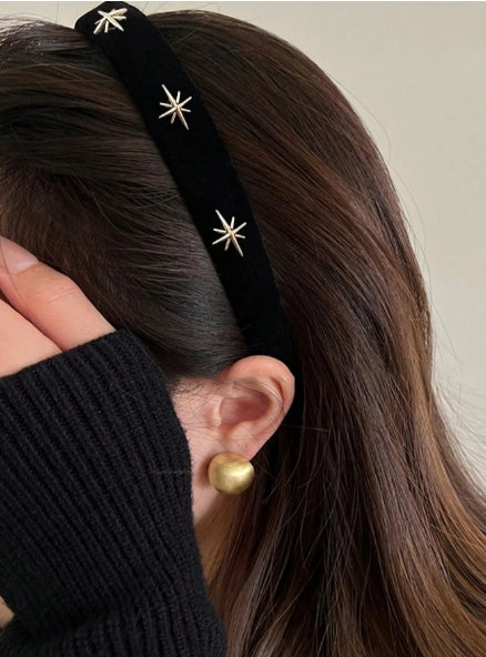 1pc 2cm Black Velvet Wide Headband