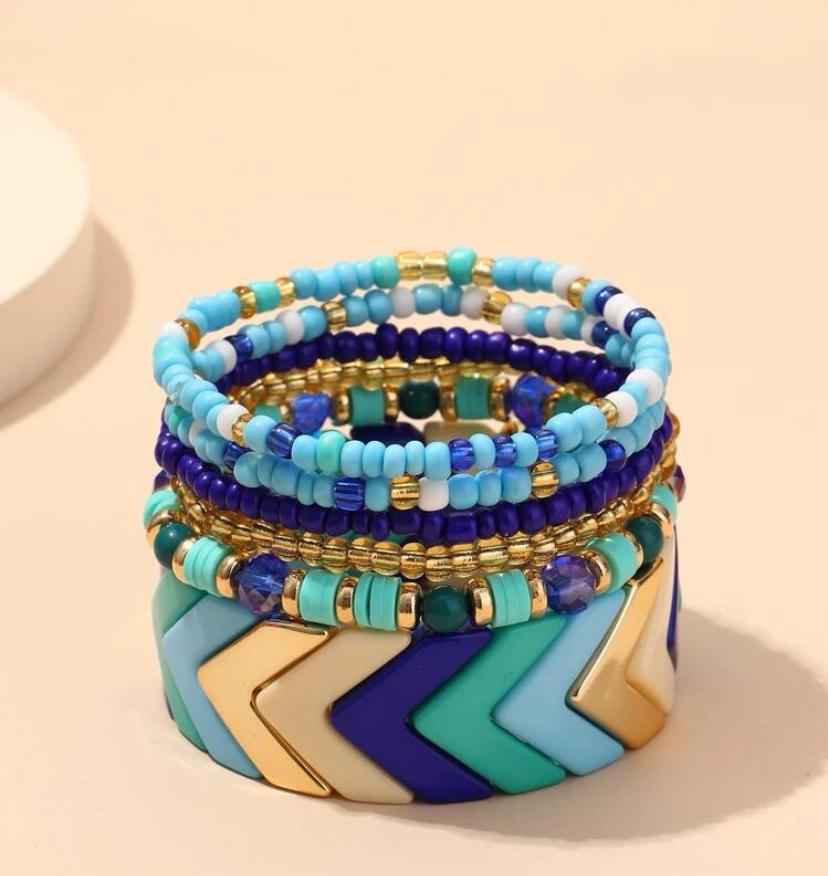 6pcs Color Block Bracelet