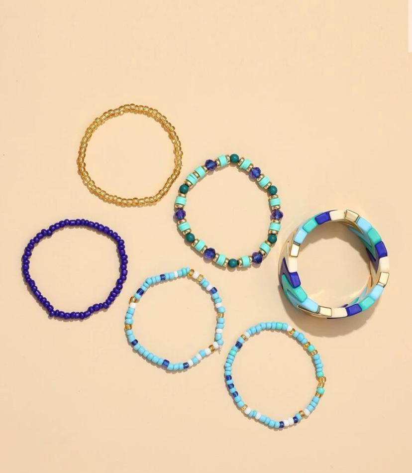 6pcs Color Block Bracelet