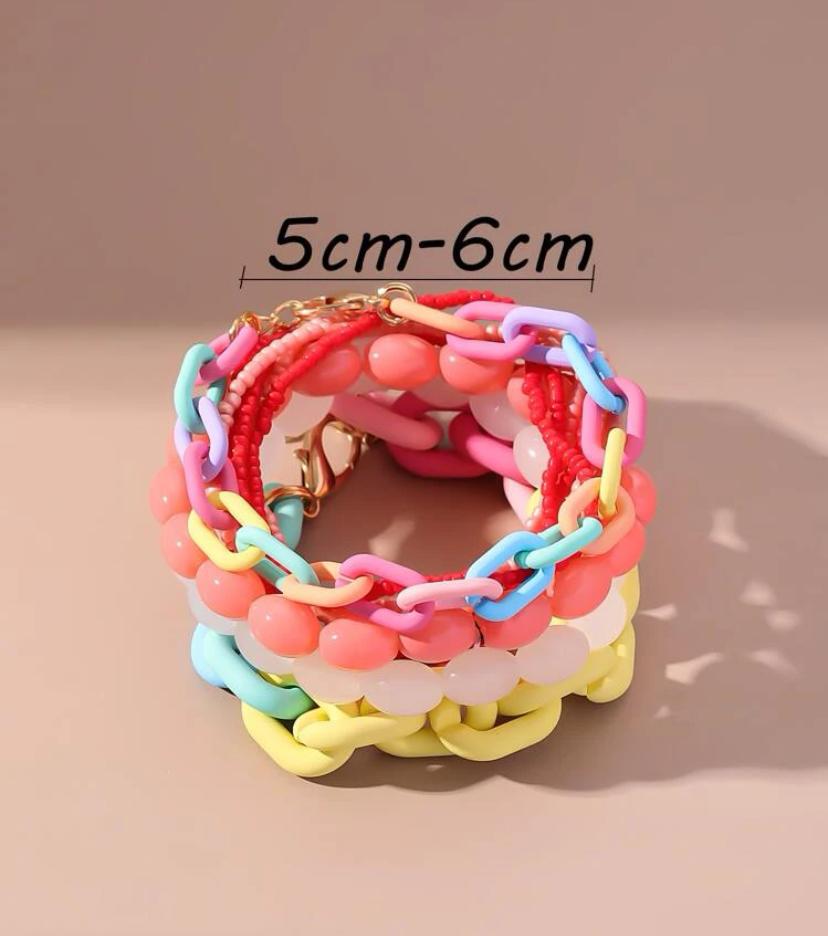 10pcs Color Block Beaded Bracelet