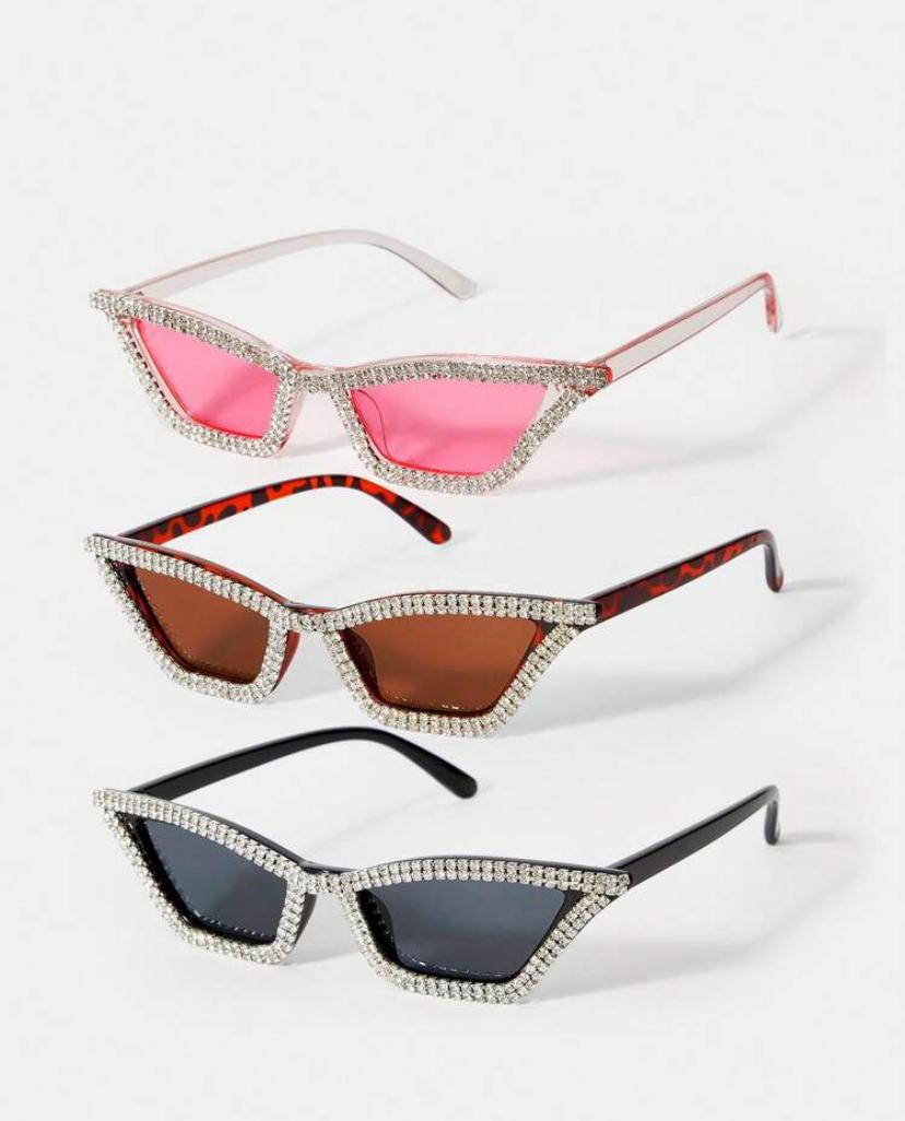 1 PC Rhinestone Frame Sunglasses