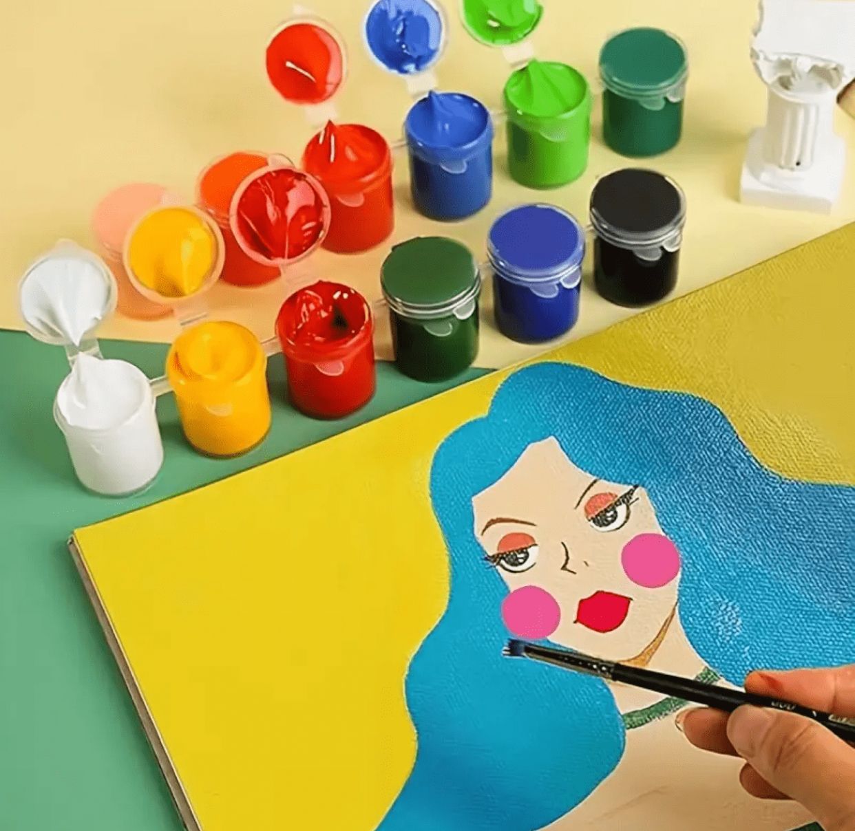 15 Strips Acrylic Mini Paint Containers with Lids