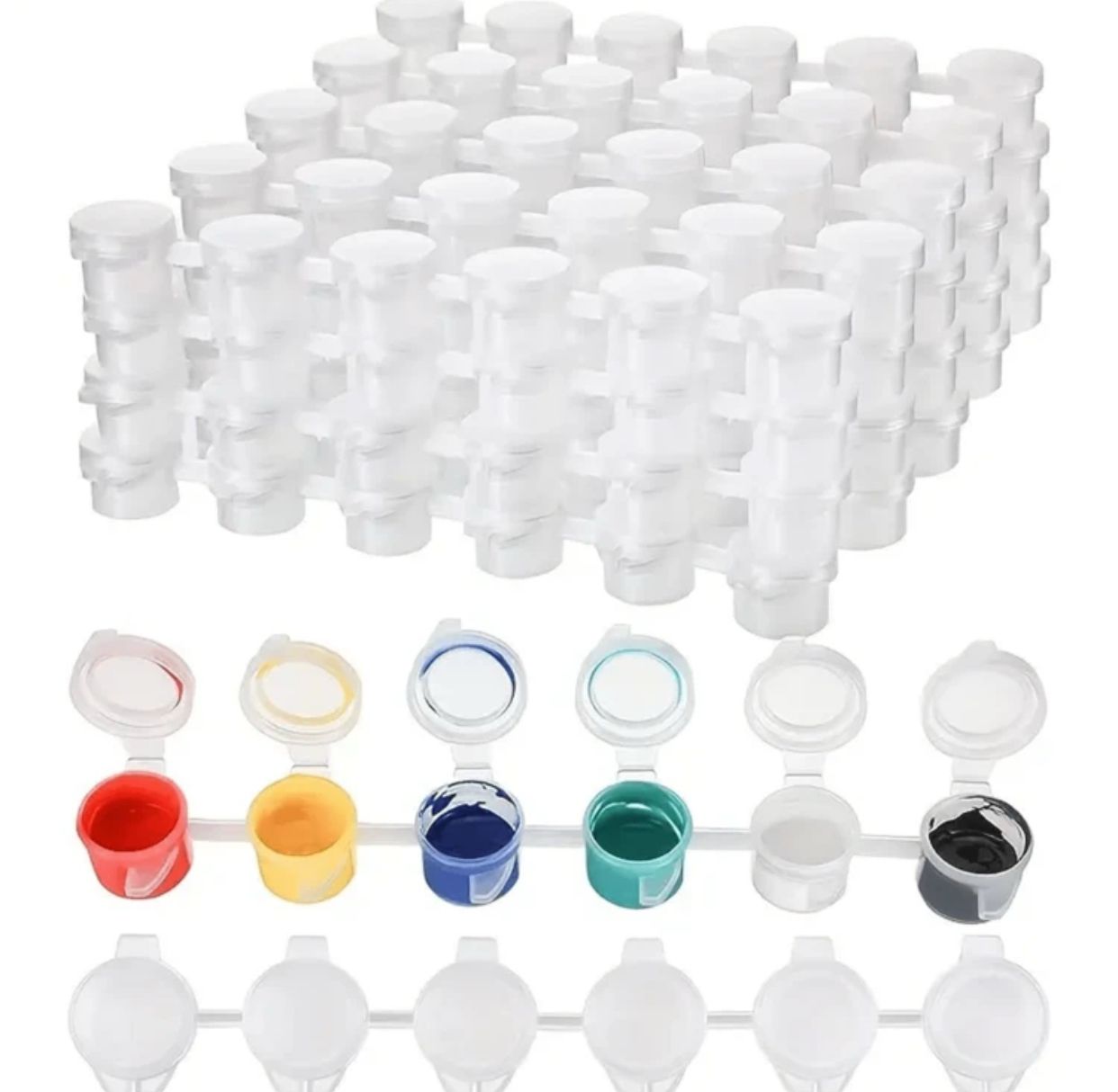 15 Strips Acrylic Mini Paint Containers with Lids