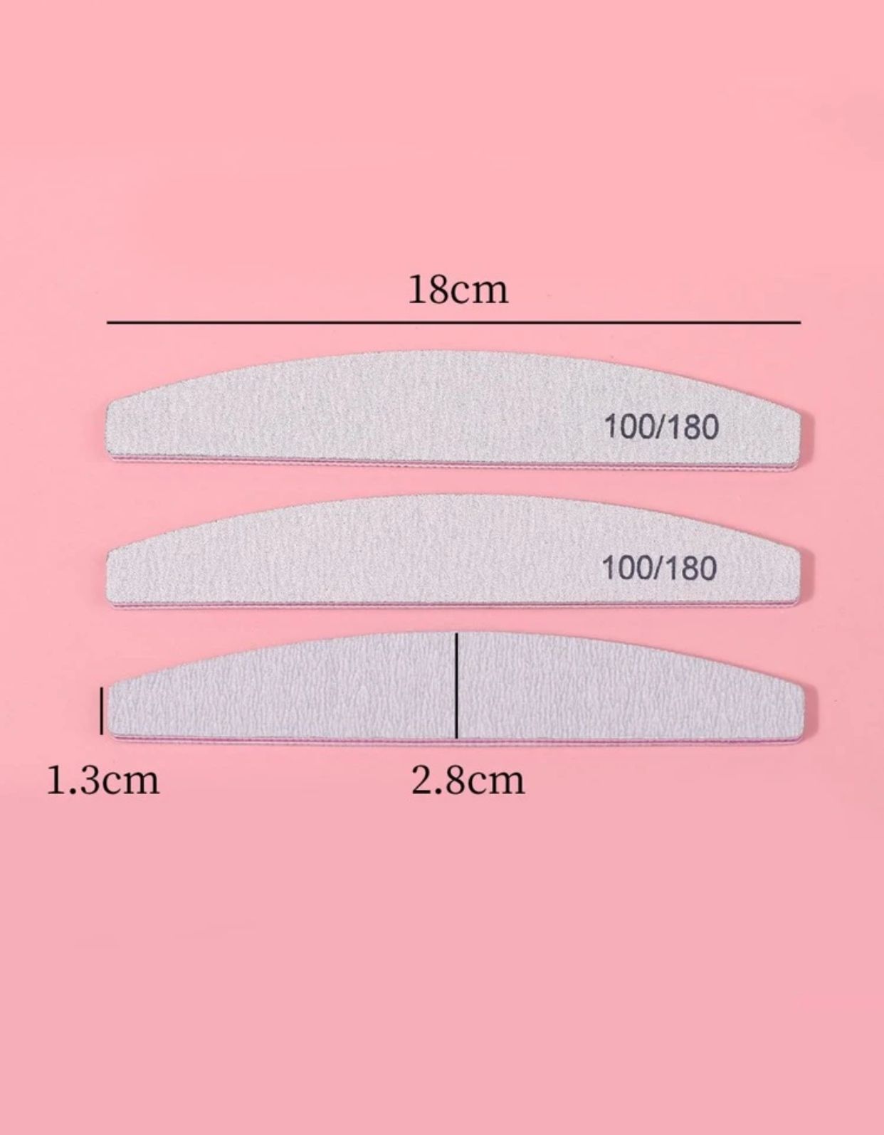 1pc 100/180 Professional Nail File moon shaped