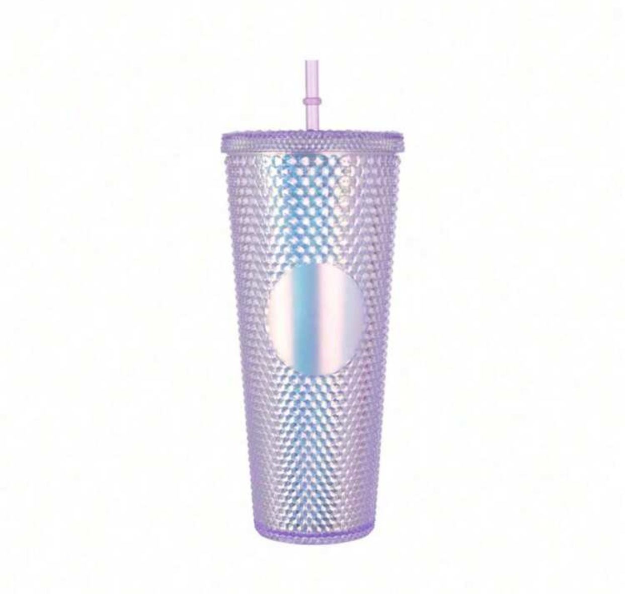 1pc, 710ml/24oz Purple Studded Tumbler with Lid and Straw