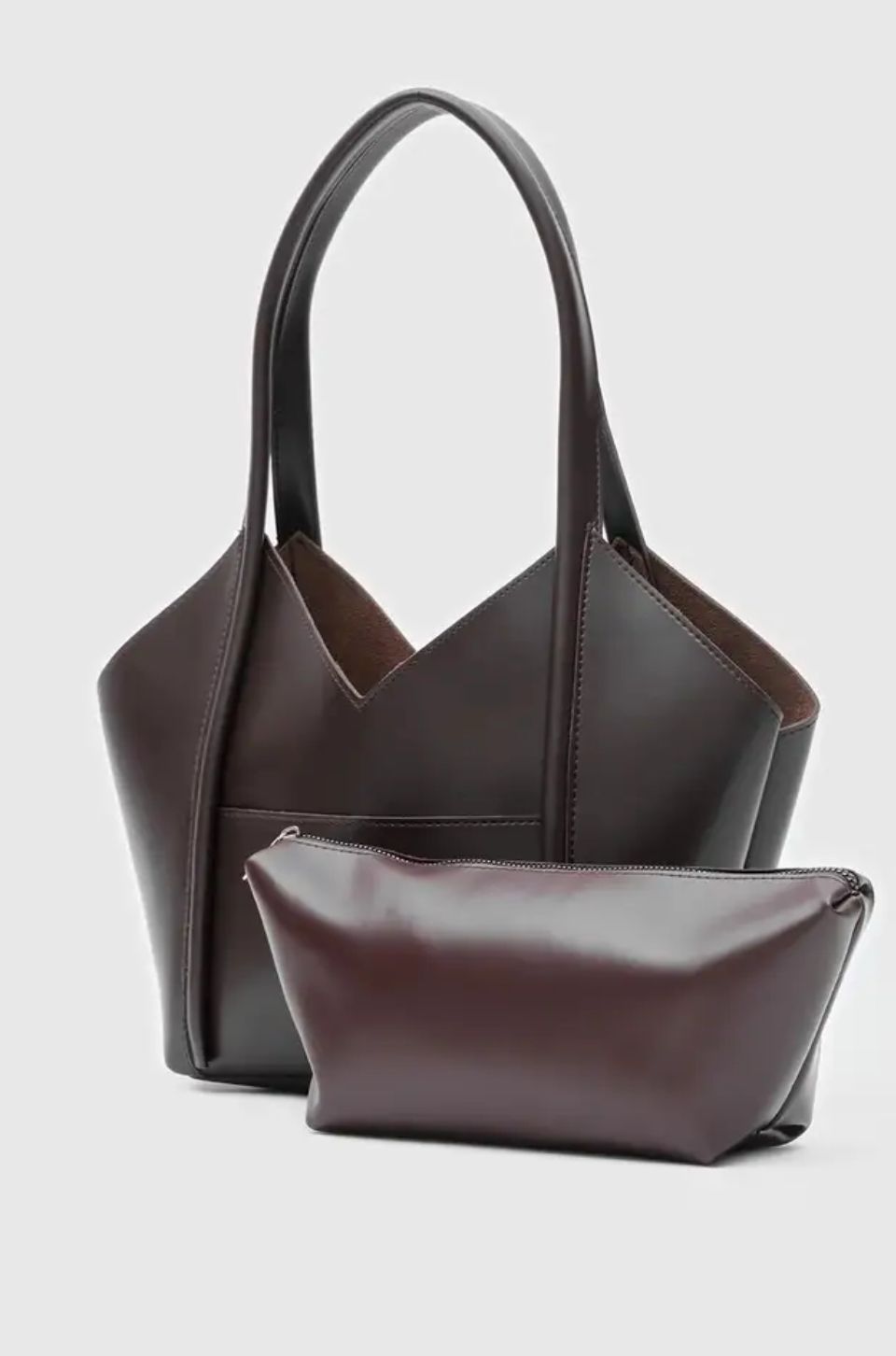 Brown Leather Bag With Pouch