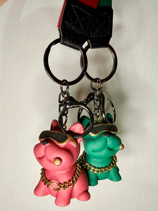 1pc Cartoon Bulldog Design Keychain
