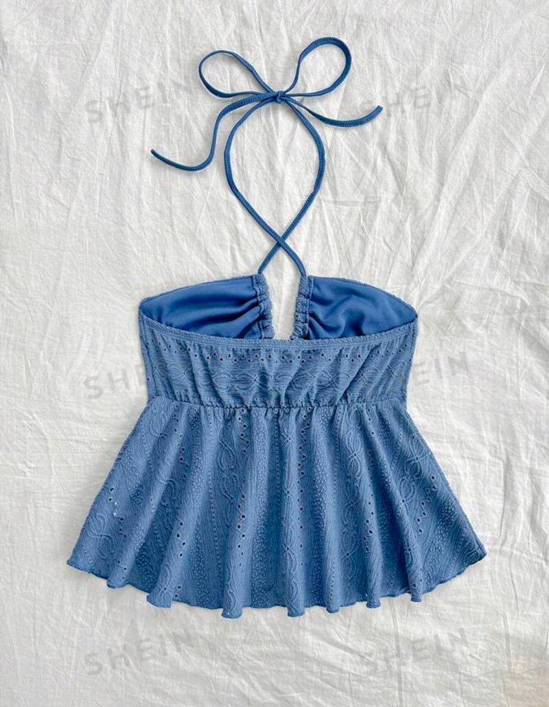 SHEIN Blue V-Neck Summer Top Size L