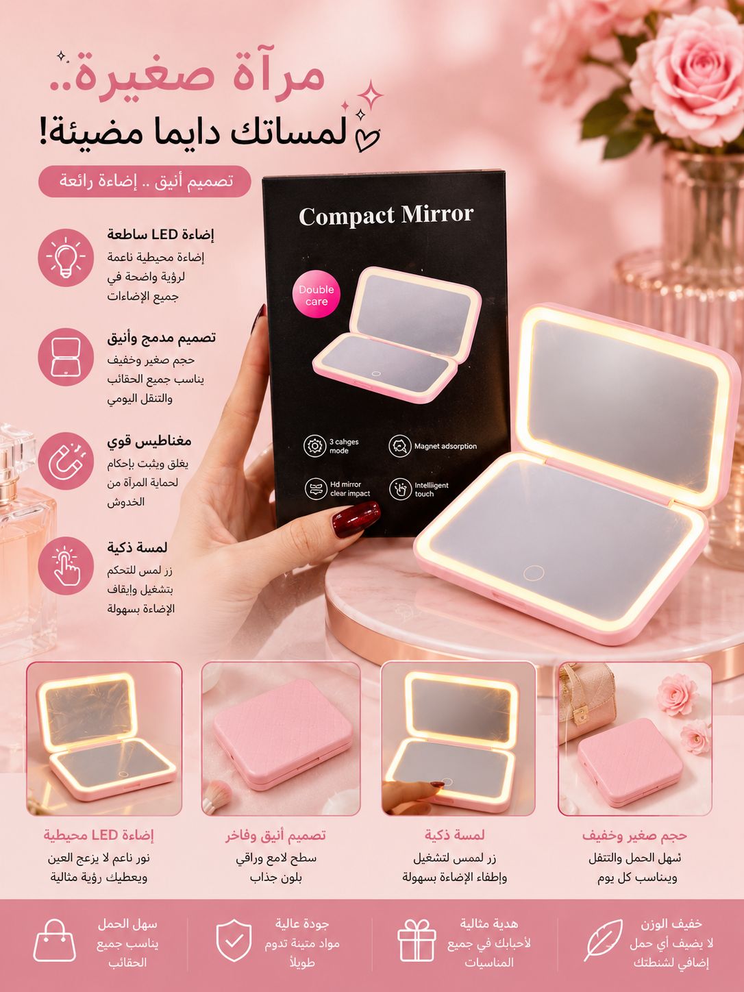 2-Sided LED Rechargeable Mirror