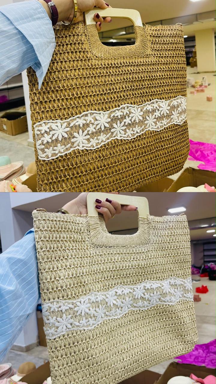 Lace Straw Summer Bag